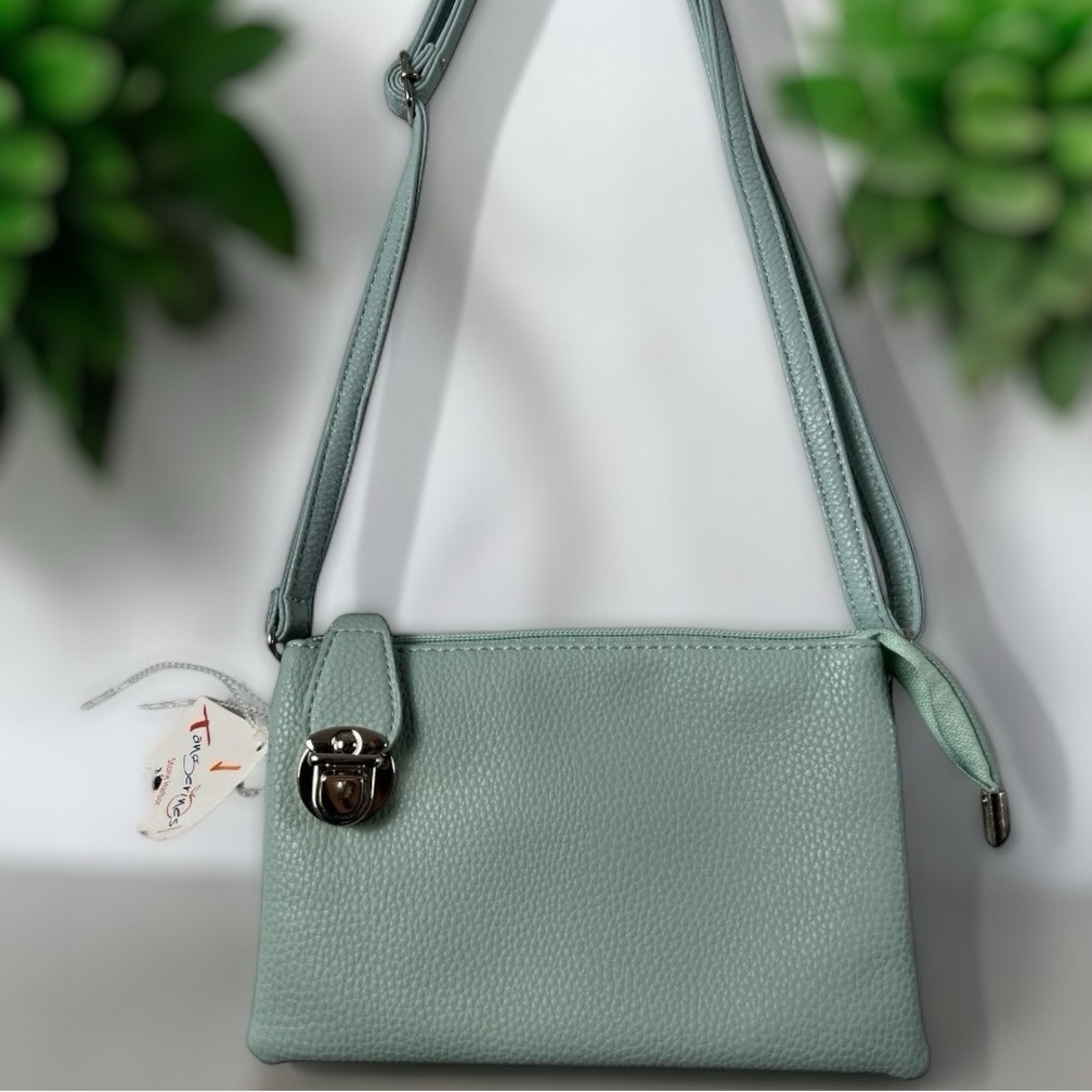 Tangerines Boutique Ocean Teal Blue Convertible Bag Clutch Silver Accent New